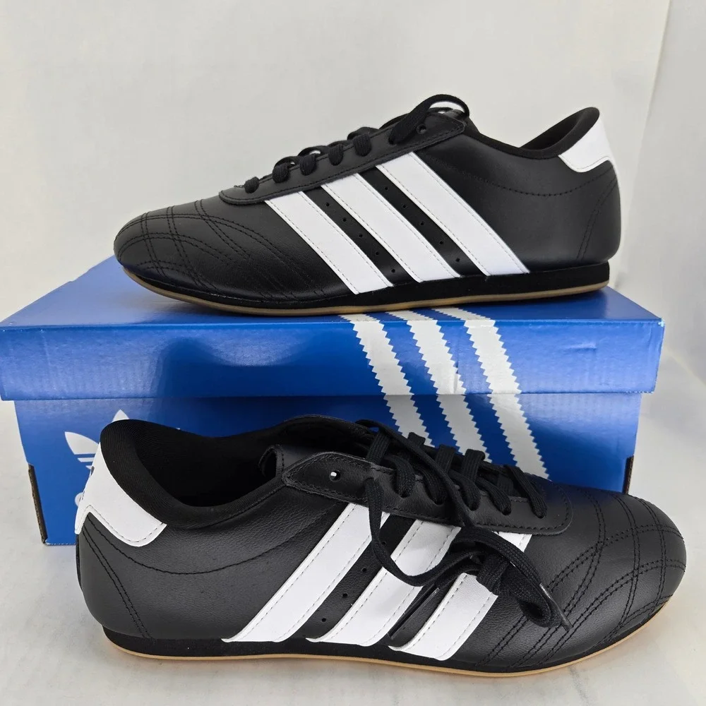 Adidas Taekwondo LA Black White Gum Leather Sneakers JR6807 Mens 7 Womens 8